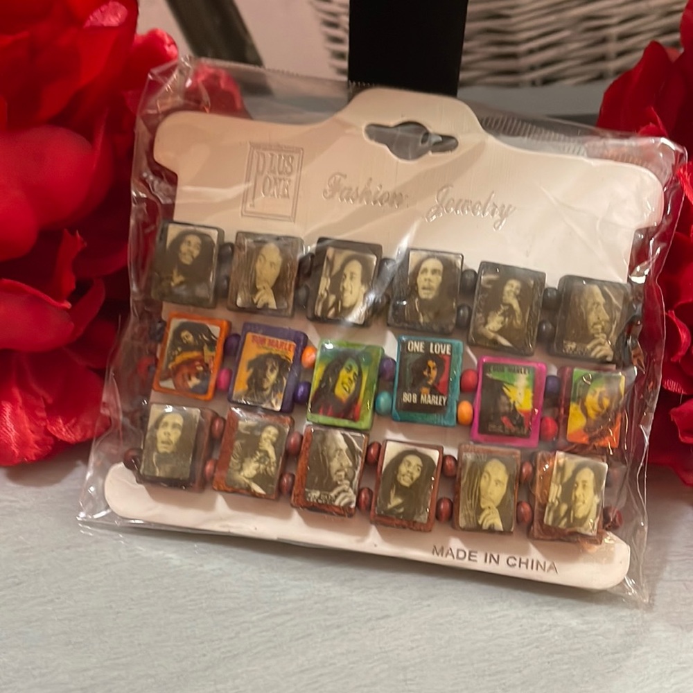 Bob Marley Wooden Bracelets (3 sets)